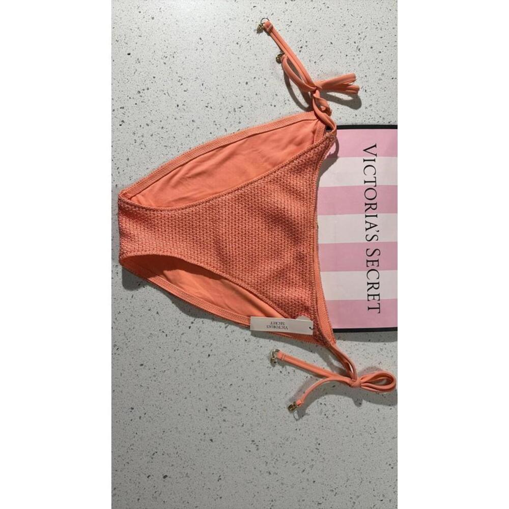 NWT Victoria's Secret Swim Orange Crochet String Bikini Bottom Size XL